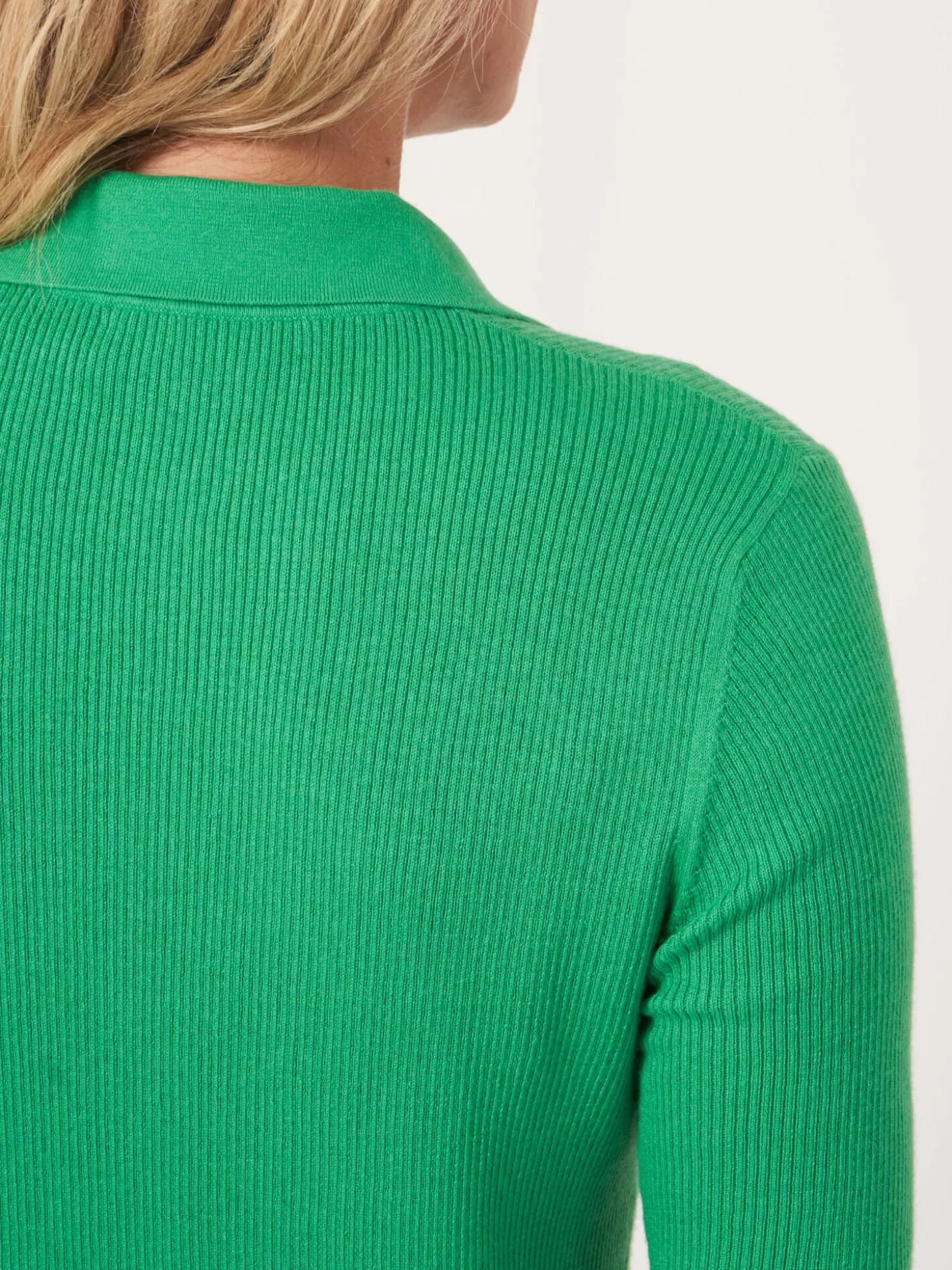 REPEAT cashmere Cardigan A Manches Courtes Et Col Polo En Maille Cotele Super Fine Basil Store