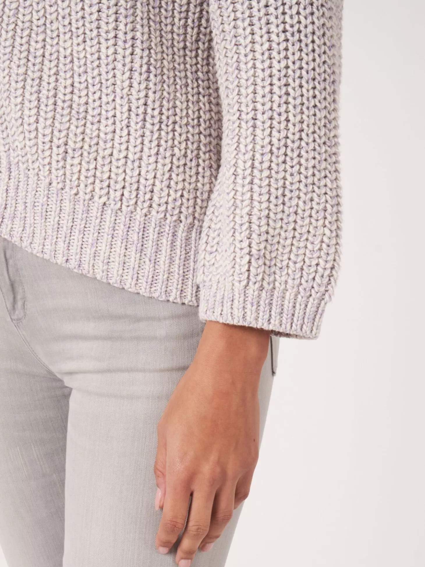 REPEAT cashmere Cardigan Bicolore Cotele En Coton Melange Italien Lavender Sale