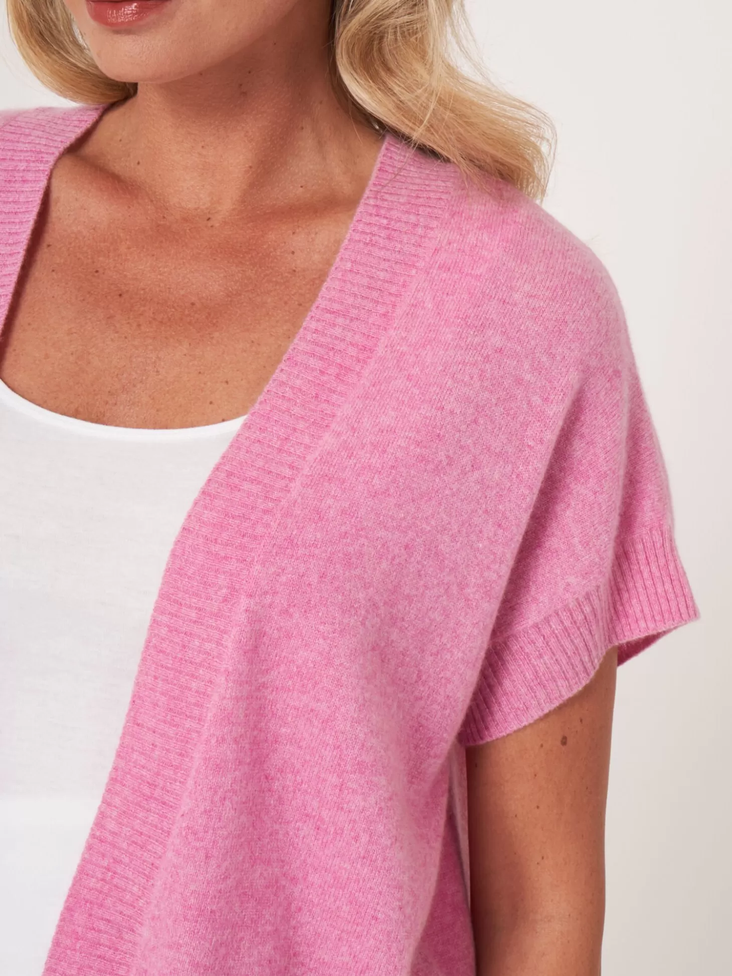 REPEAT cashmere Cardigan Court Et Ouvert A Col V Sur Le Dos Blossom Sale
