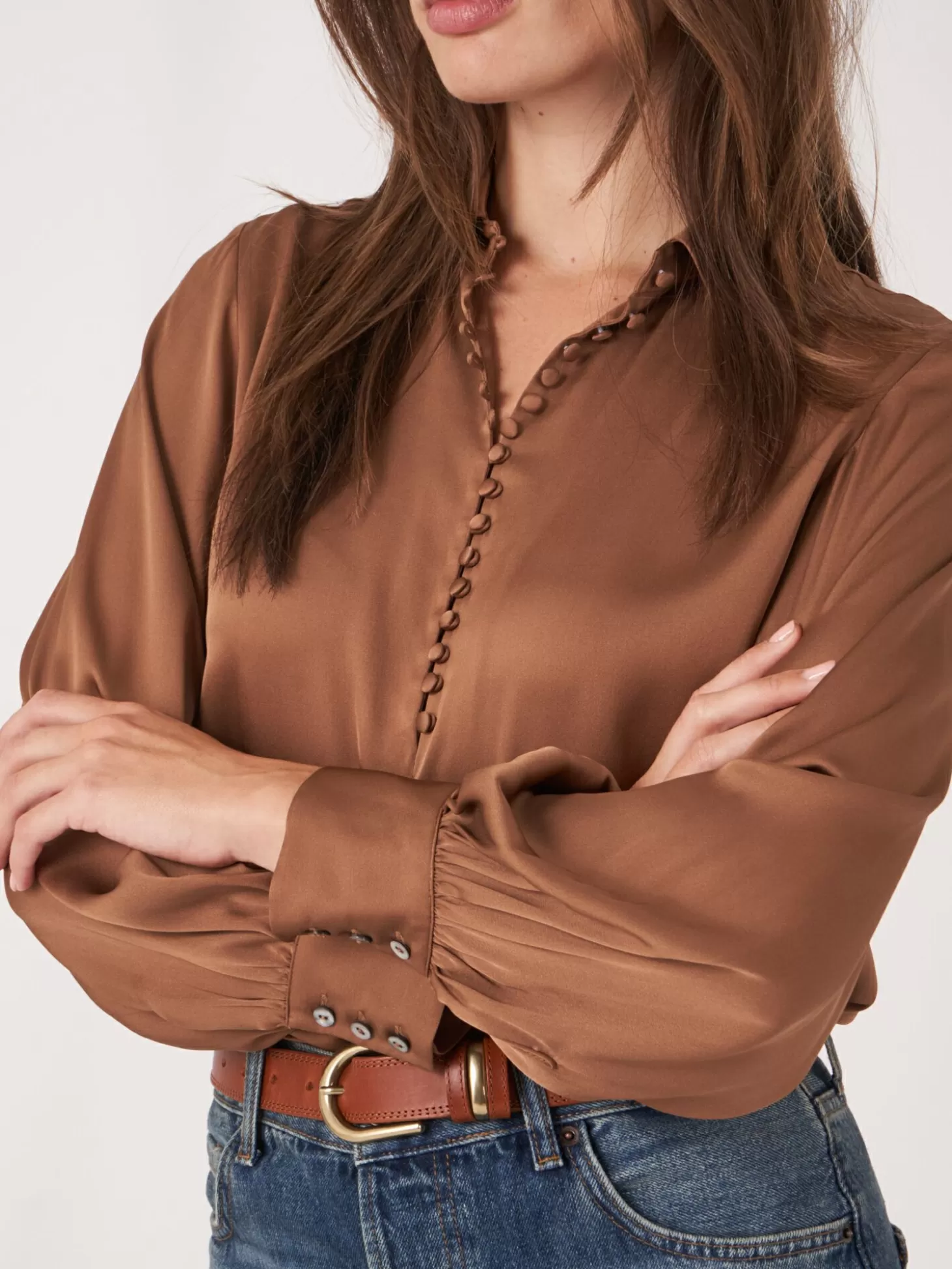REPEAT cashmere Chemise En Soie Avec Fermeture A Boutons Recouverts De Tissus Hazel Cheap