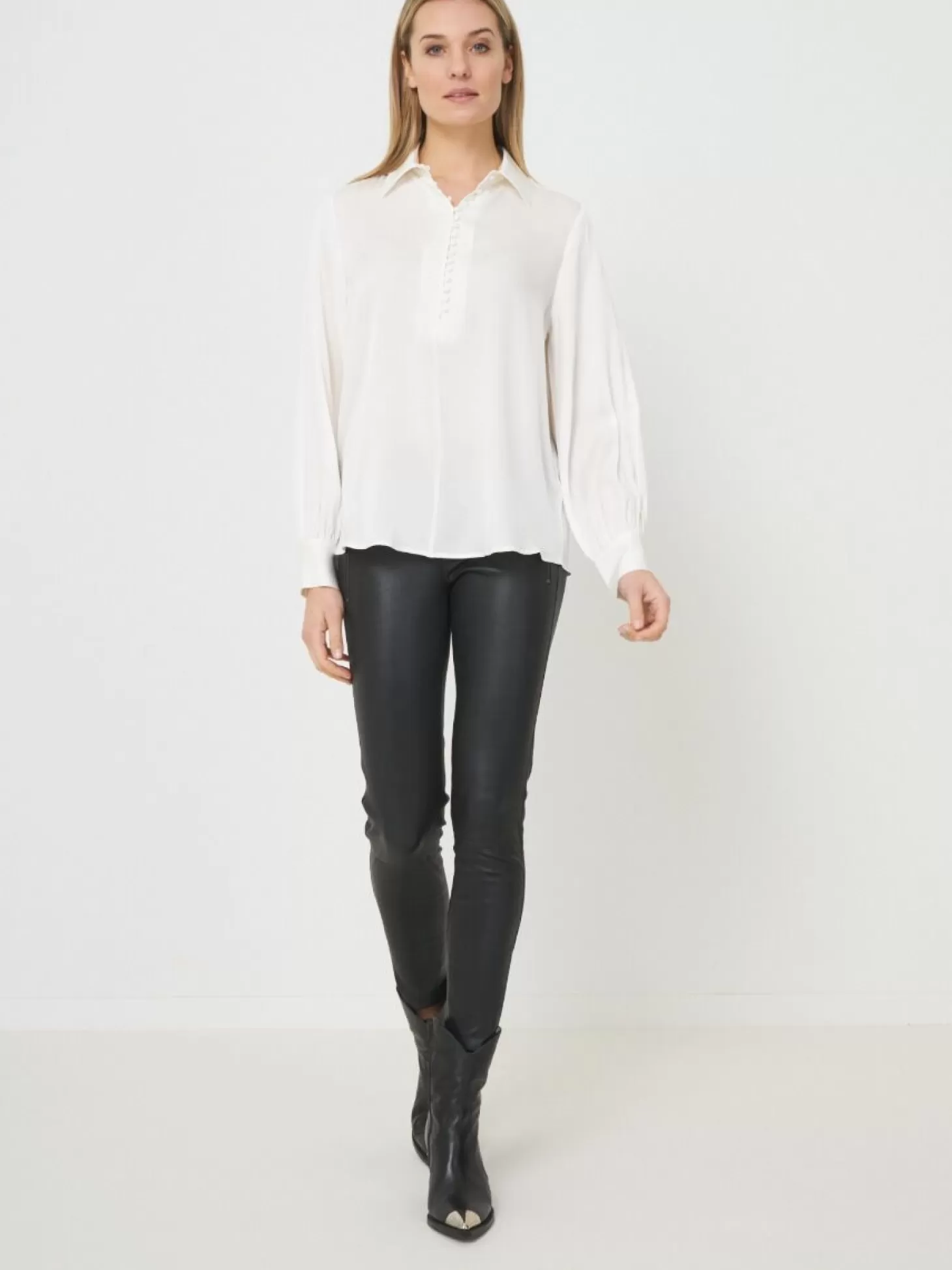 REPEAT cashmere Chemise En Soie Avec Fermeture A Boutons Recouverts De Tissus Cream Cheap