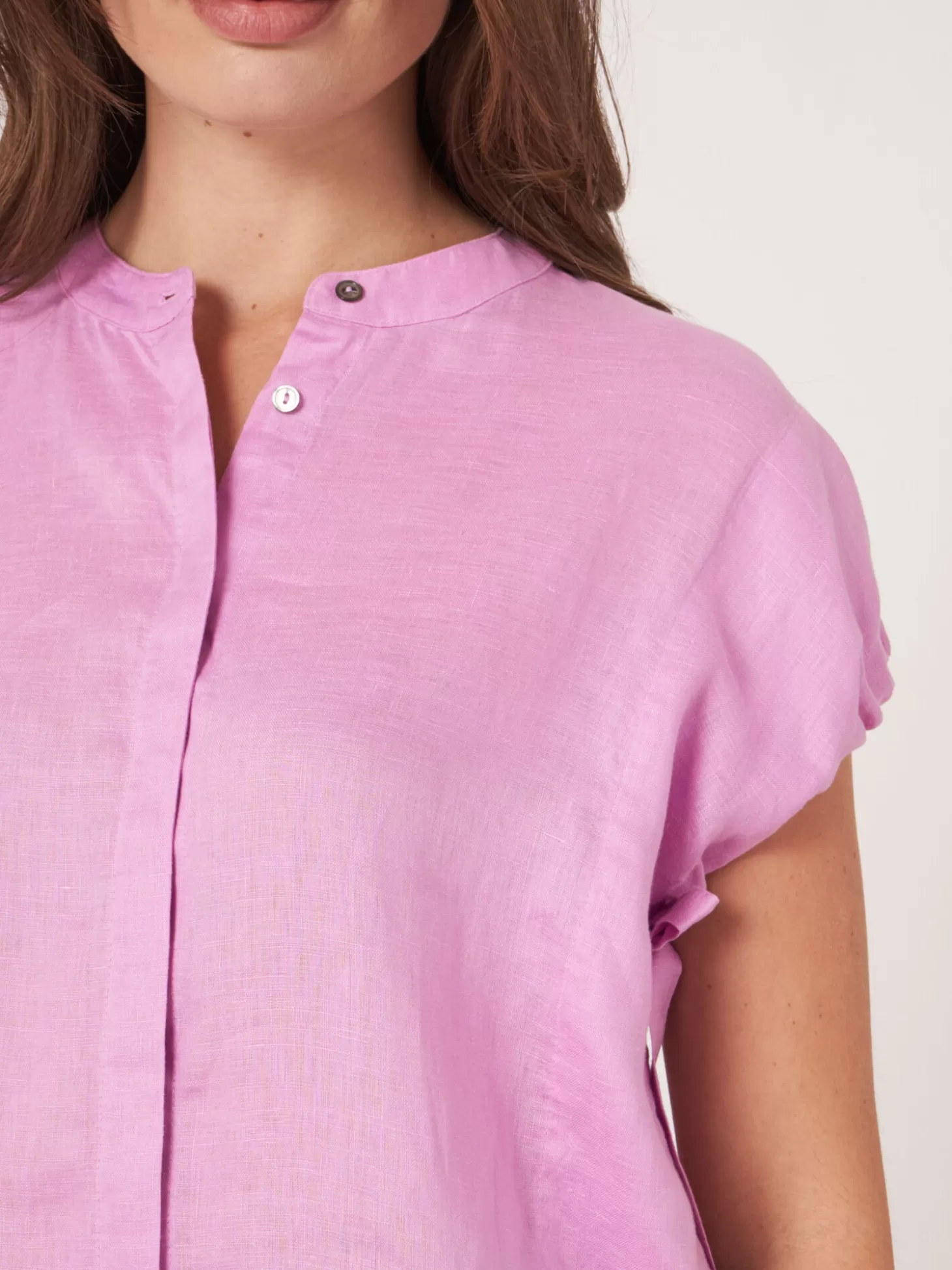 REPEAT cashmere Chemisier En Lin Avec Emmanchures A Cordon De Serrage Orchid Fashion