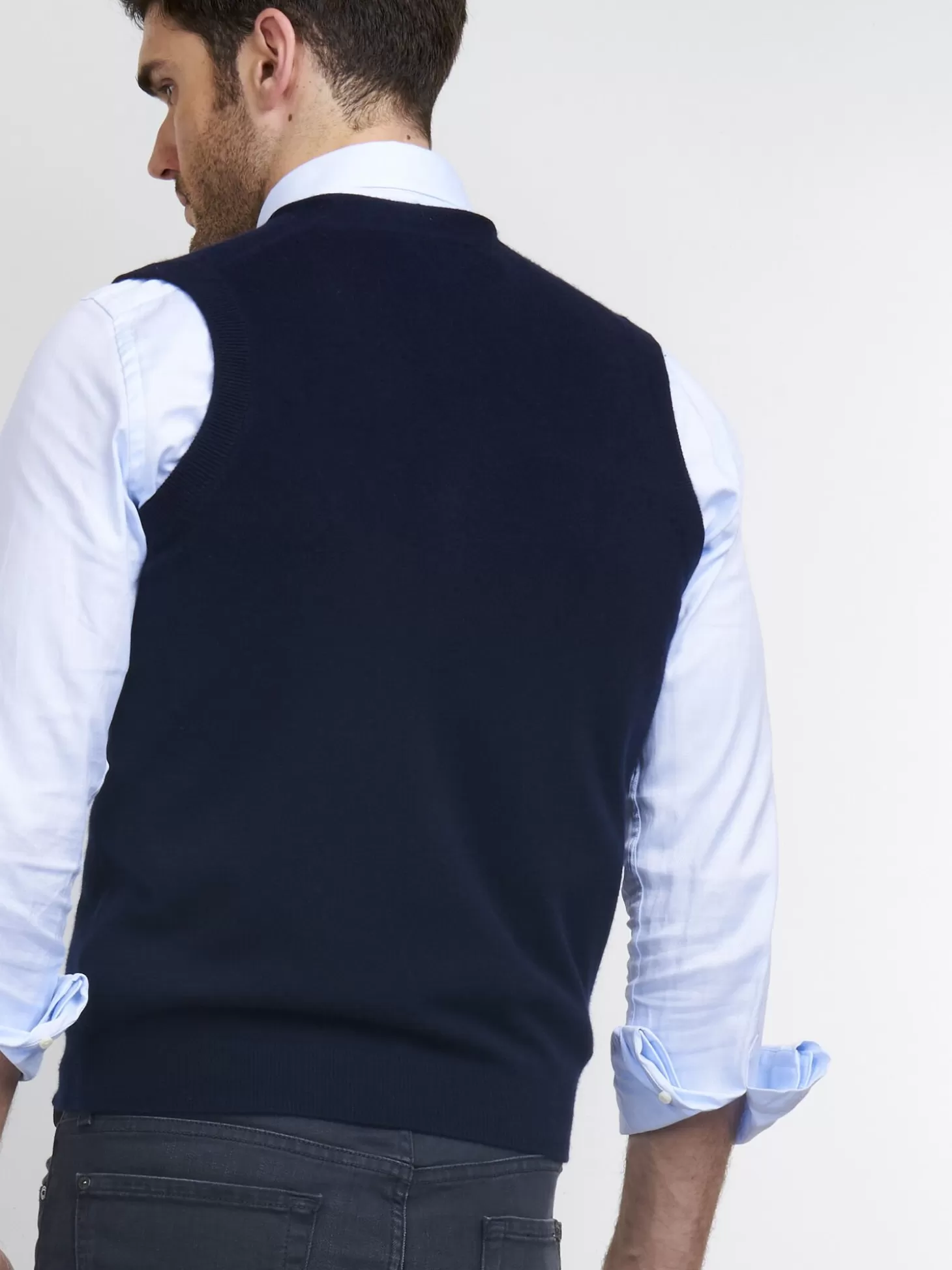REPEAT cashmere Gilet Homme Sans Manches En Cachemire Black/Lt Grey Clearance