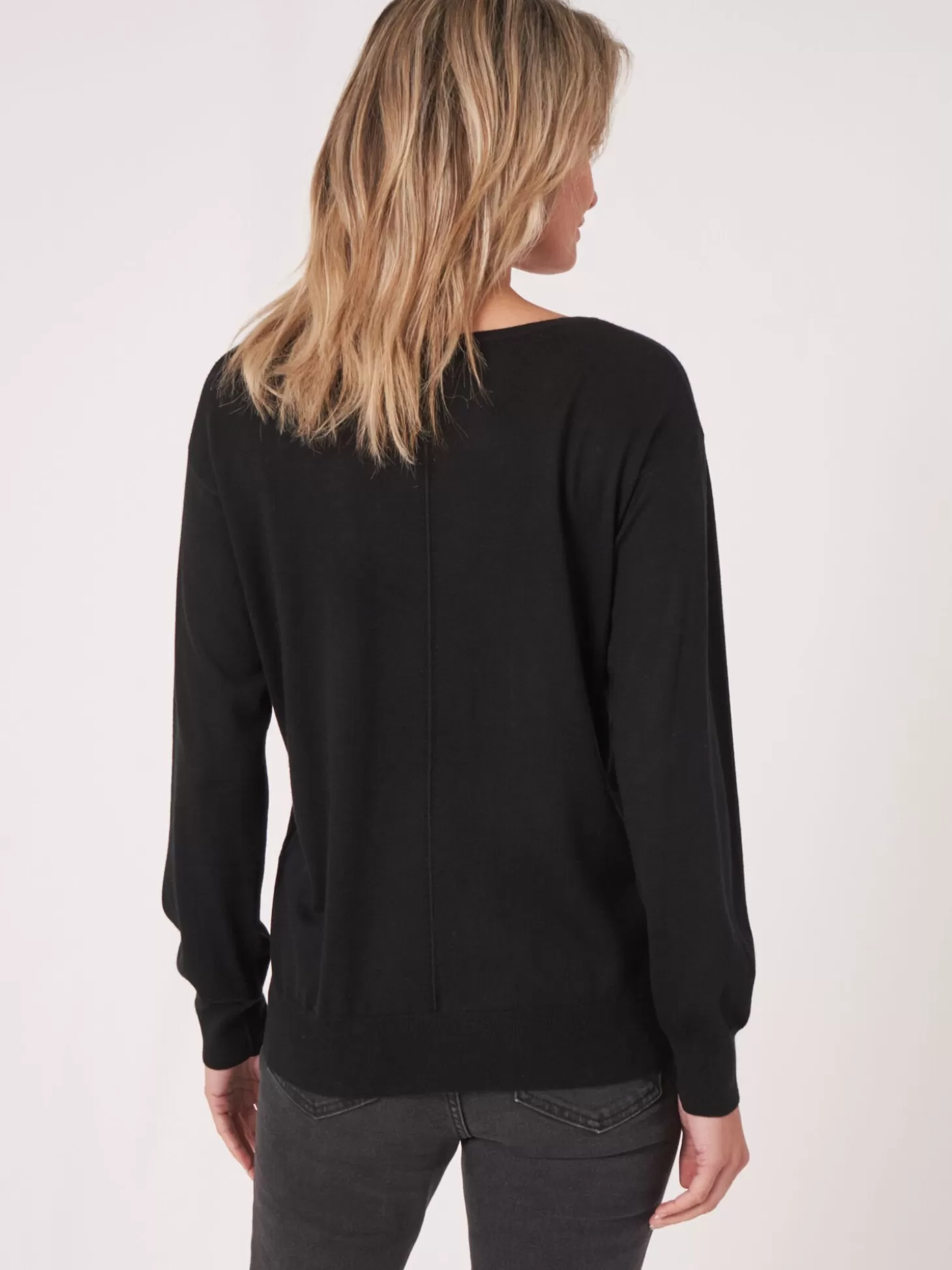 REPEAT cashmere Pull A Col En V En Cachemire Et Soie Melanges Black Outlet
