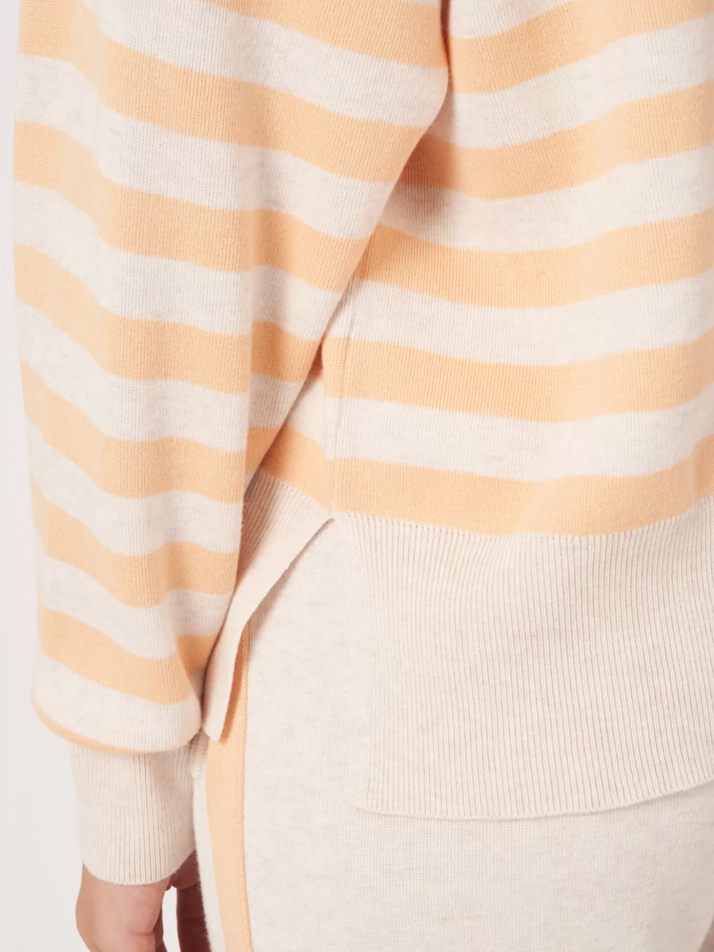 REPEAT cashmere Pull A Rayures En Coton Melange En Double Maille Fine Glow Outlet