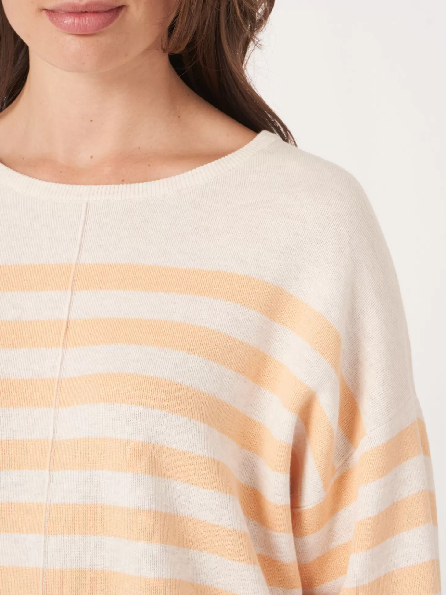 REPEAT cashmere Pull A Rayures En Coton Melange En Double Maille Fine Glow Outlet