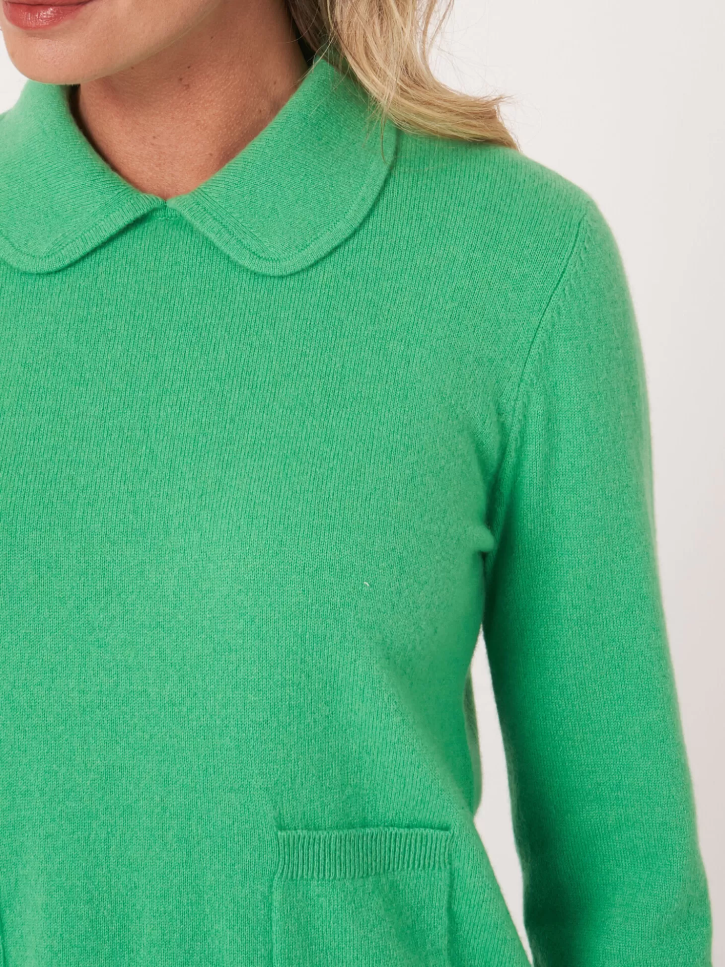 REPEAT cashmere Pull En Cachemire Biologique Avec Col Polo Et Poches Sur Le Devant Basil Clearance