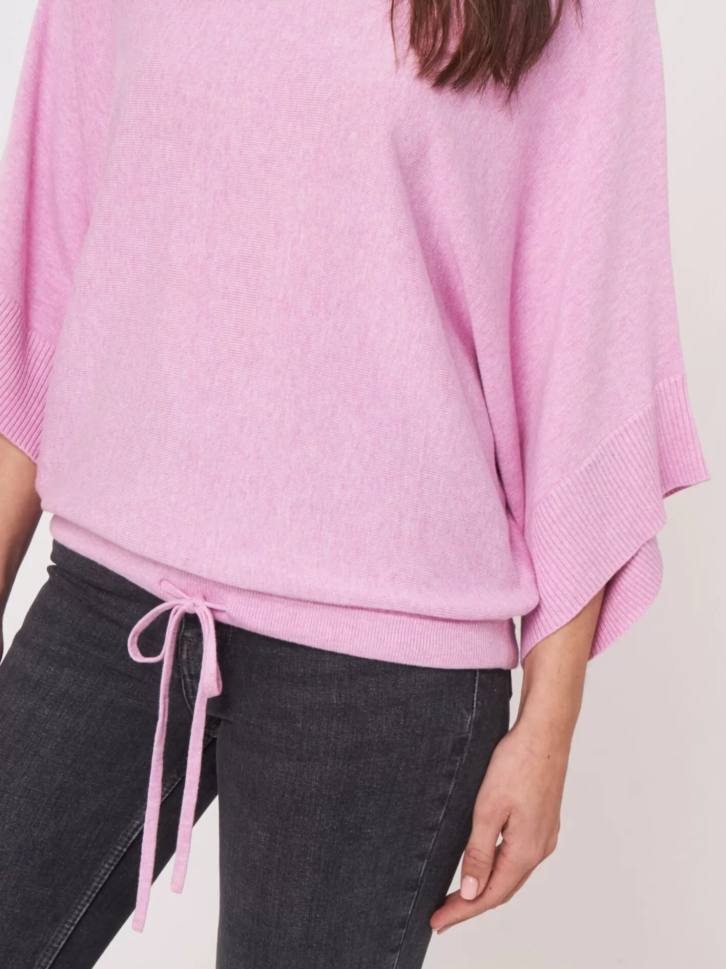REPEAT cashmere Pull-Over Poncho En Coton Melange Avec Cordon De Serrage Orchid Cheap