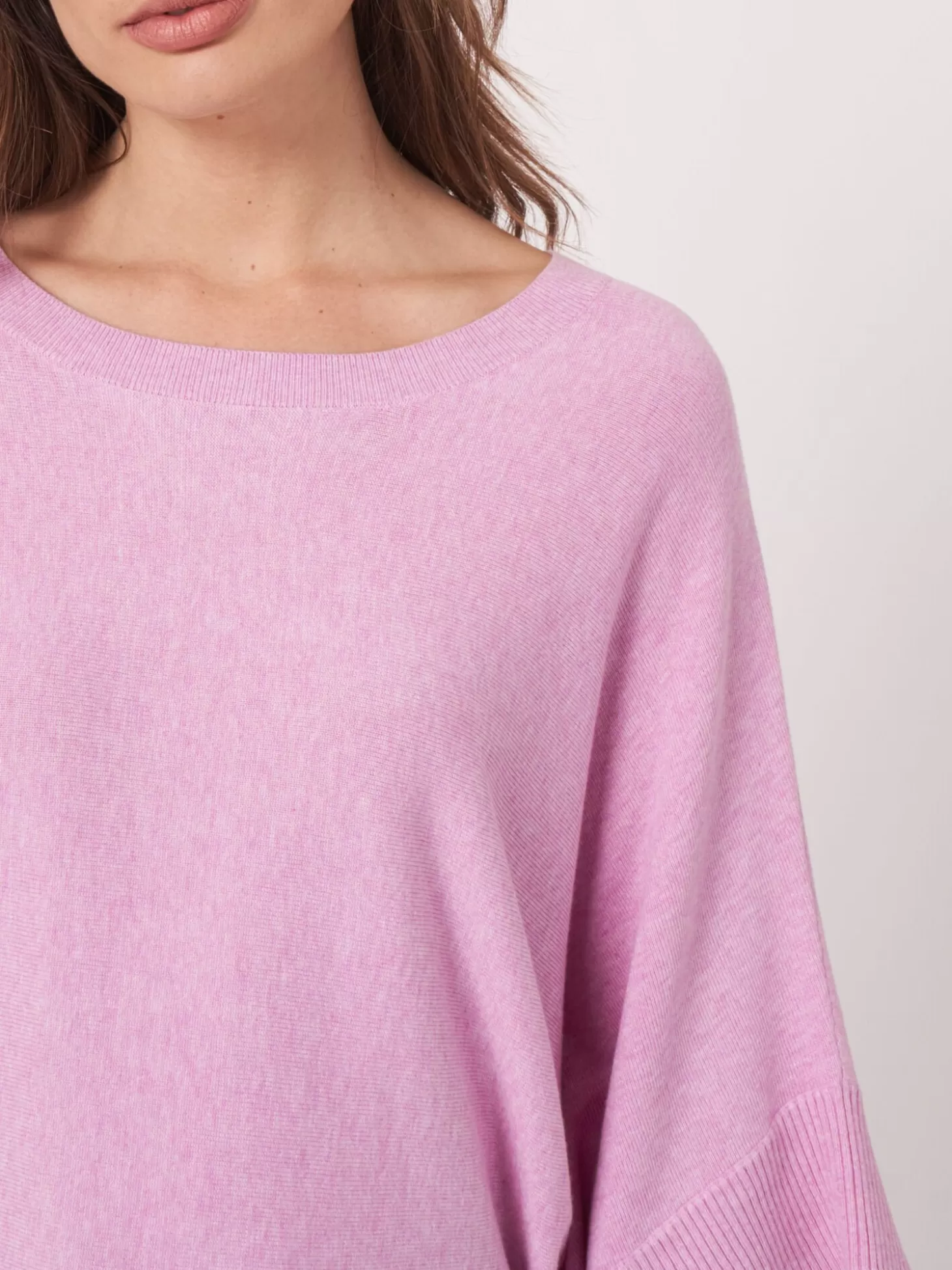 REPEAT cashmere Pull-Over Poncho En Coton Melange Avec Cordon De Serrage Orchid Cheap