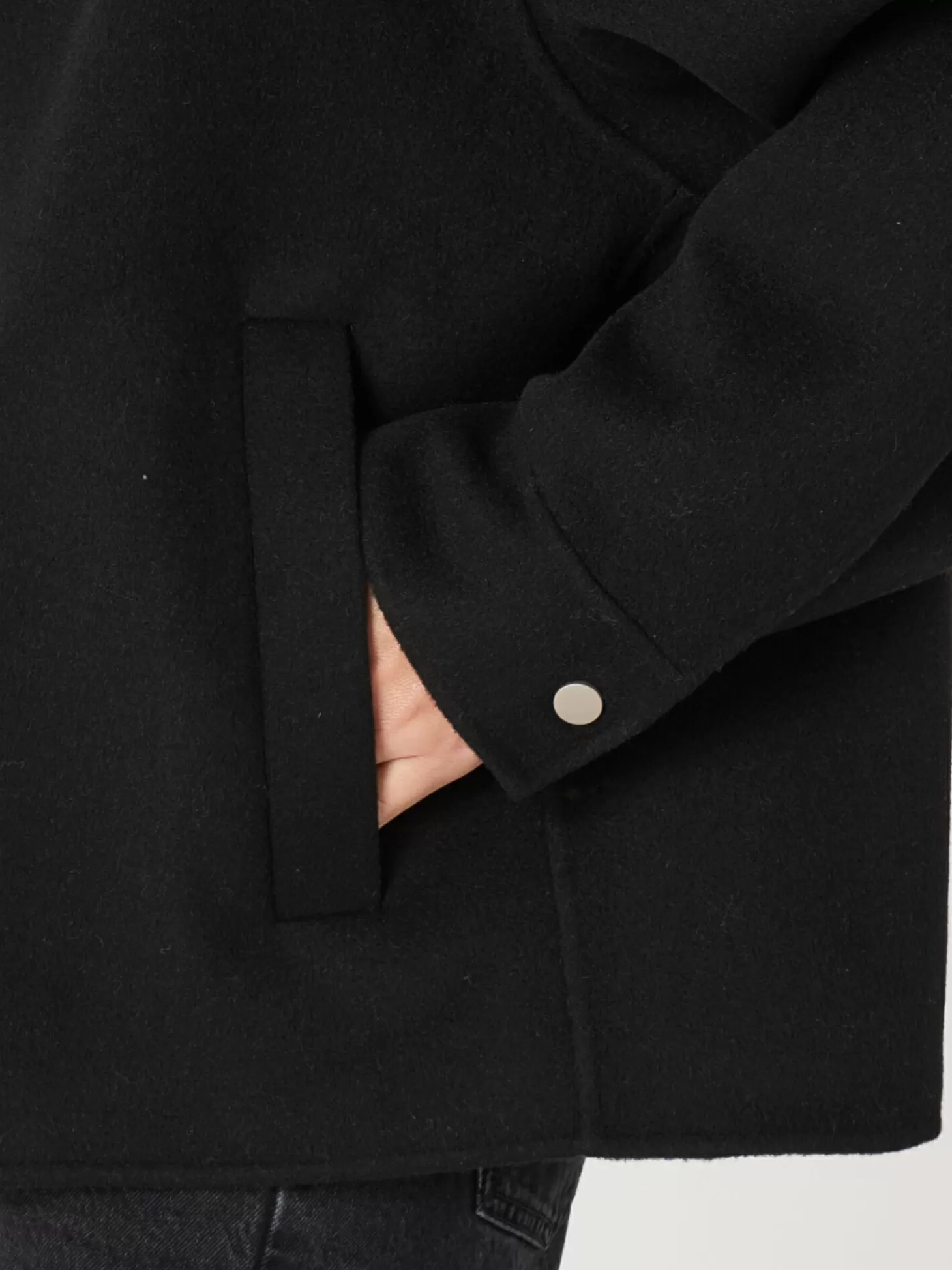 REPEAT cashmere Veste En Laine Melangee Avec Fermeture Eclair A Double Sens Black Fashion